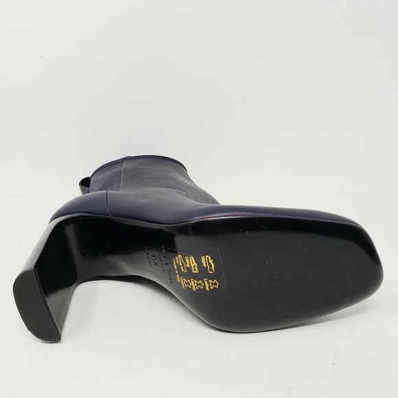 New Rag & Bone Navy Blue Leather Booties Ankle - Picture 7 of 8